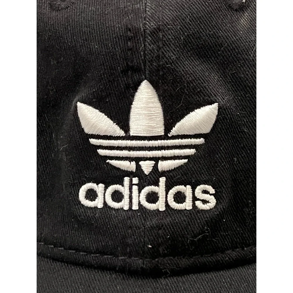 Adidas Baseball Cap Black Embroidered Trefoil‎ Strapback Dad Hat Womens OSFW